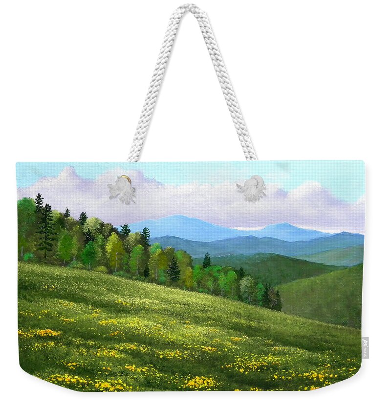 Spring Weekender Tote Bag featuring the painting Dandelion Hill by Frank Wilson