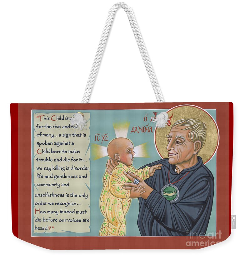 Daniel Berrigan Holy Prophet Weekender Tote Bag featuring the painting Holy Prophet Daniel Berrigan 291 by William Hart McNichols