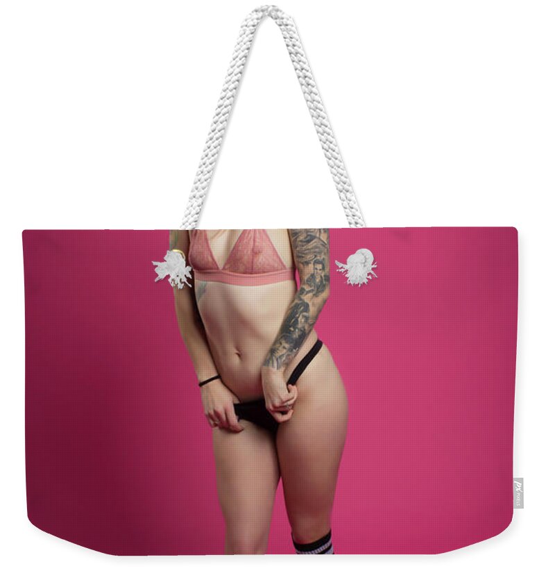 Implied Nude Weekender Tote Bag featuring the photograph Danni by La Bella Vita Boudoir