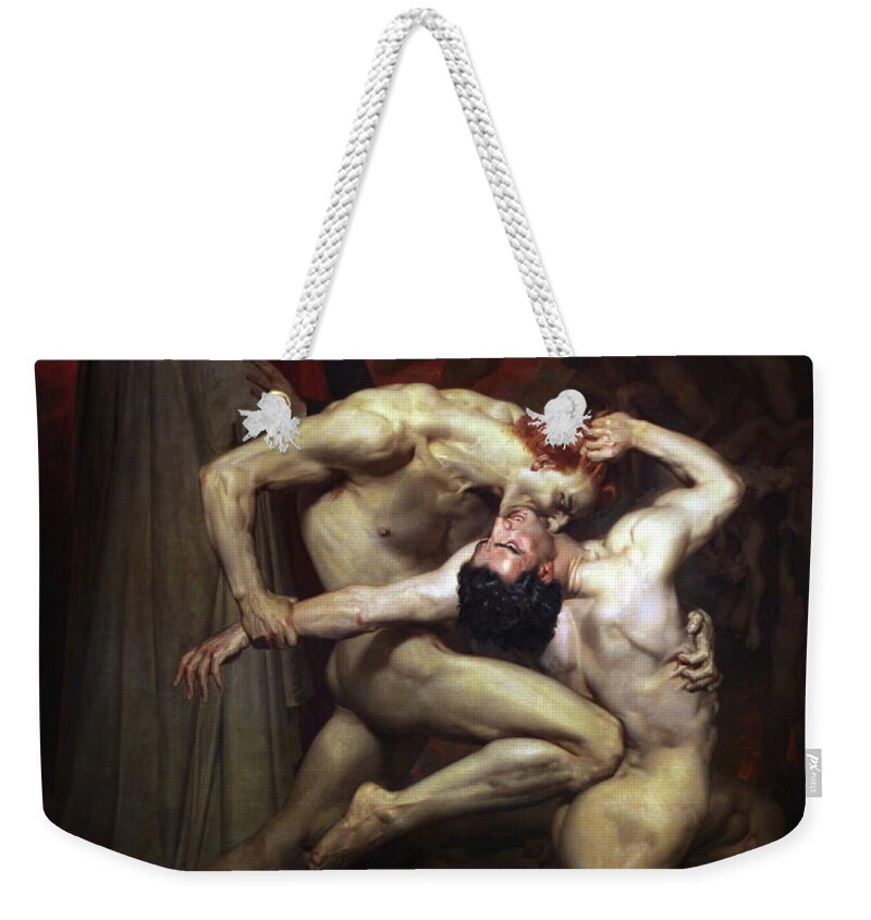 Dante And Virgil Weekender Tote Bag featuring the painting Dante and Virgil, 1850 by Vincent Monozlay