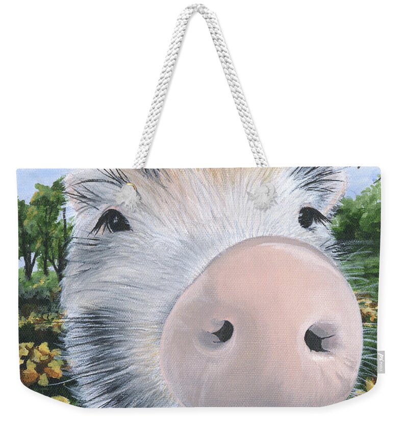 Pig Weekender Tote Bag featuring the painting D'Arcy by Twyla Francois