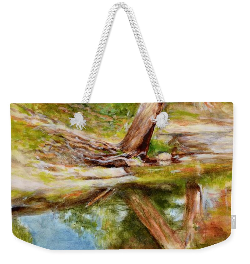 Australia Weekender Tote Bag featuring the painting Darebin Creek Gum Tree by Dai Wynn