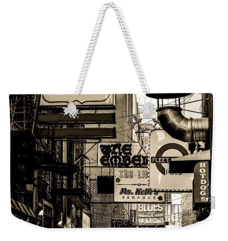 Alley Weekender Tote Bag featuring the photograph Dark Alley Sepia by Marina McLain