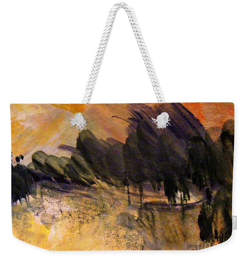 Gouache Abstract Painting Weekender Tote Bag featuring the painting Dark Forest by Nancy Kane Chapman