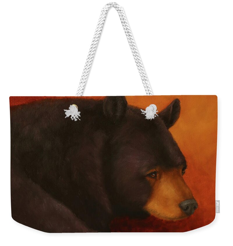 Bear Weekender Tote Bag featuring the painting Darkly Dreaming Bear by Monica Burnette