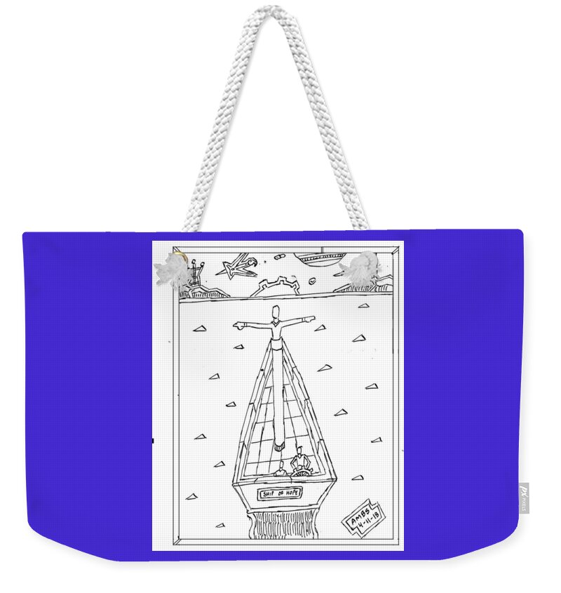 Science Fiction Weekender Tote Bag featuring the drawing Darky into the Sunset 2 by Anthony Benjamin