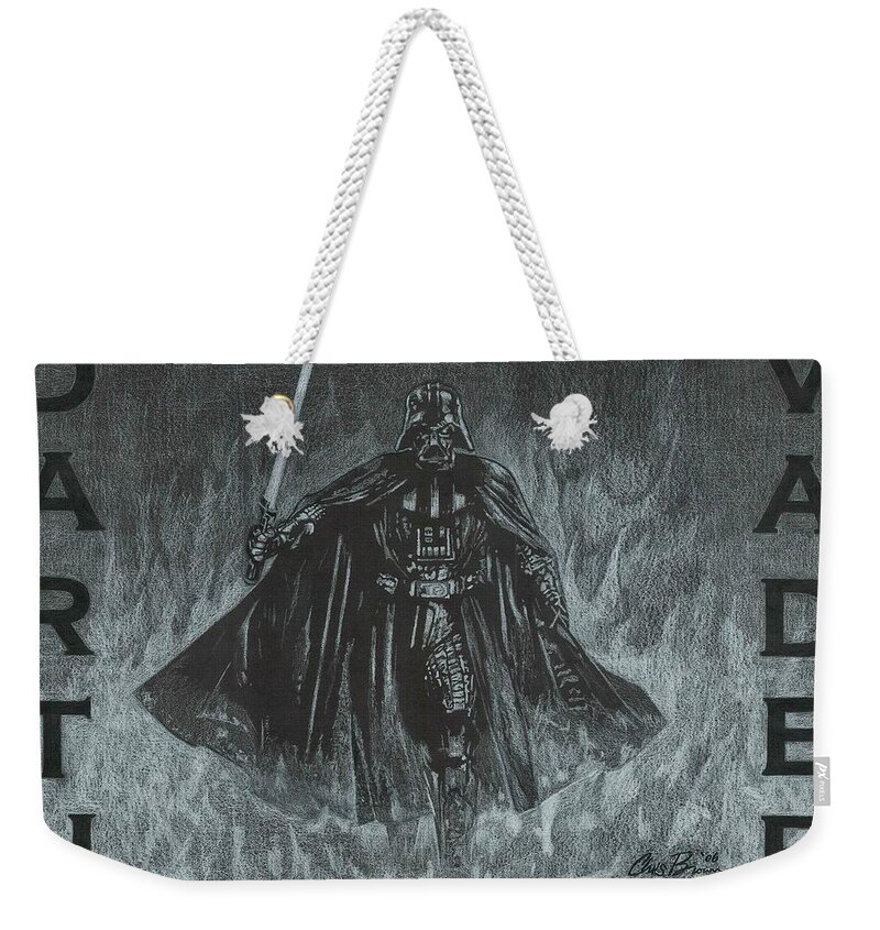 Star Wars Weekender Tote Bag featuring the drawing Darth Vader by Chris Brown