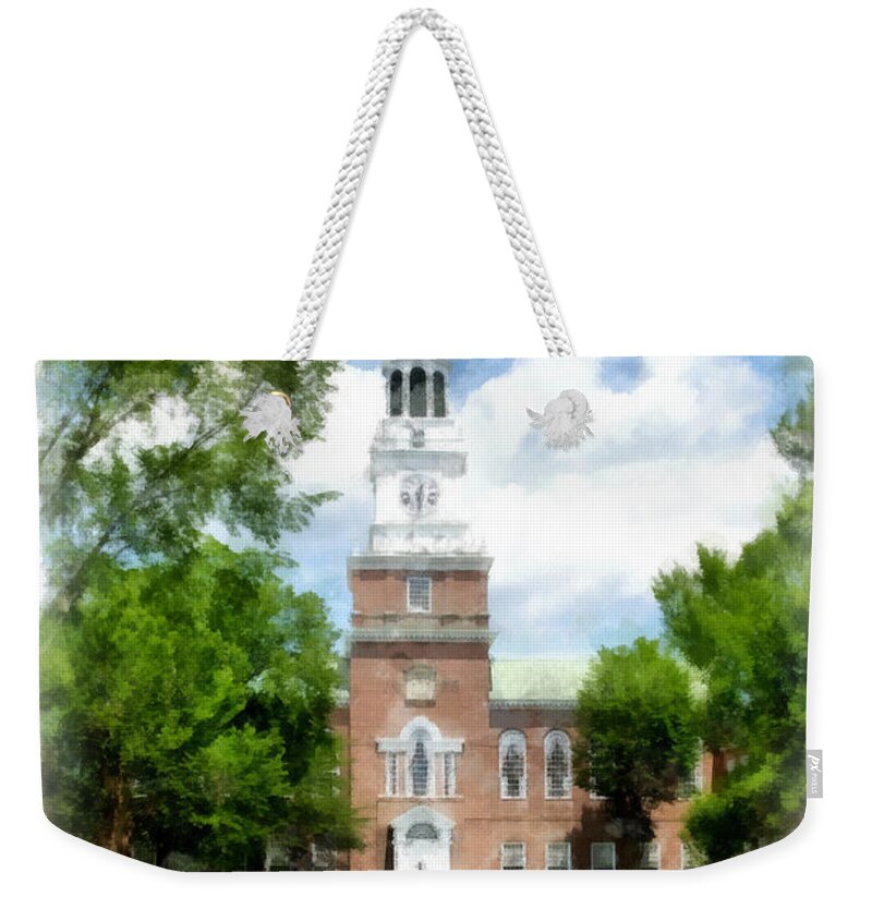 Dartmouth Weekender Tote Bag featuring the painting Dartmouth College Watercolor by Edward Fielding