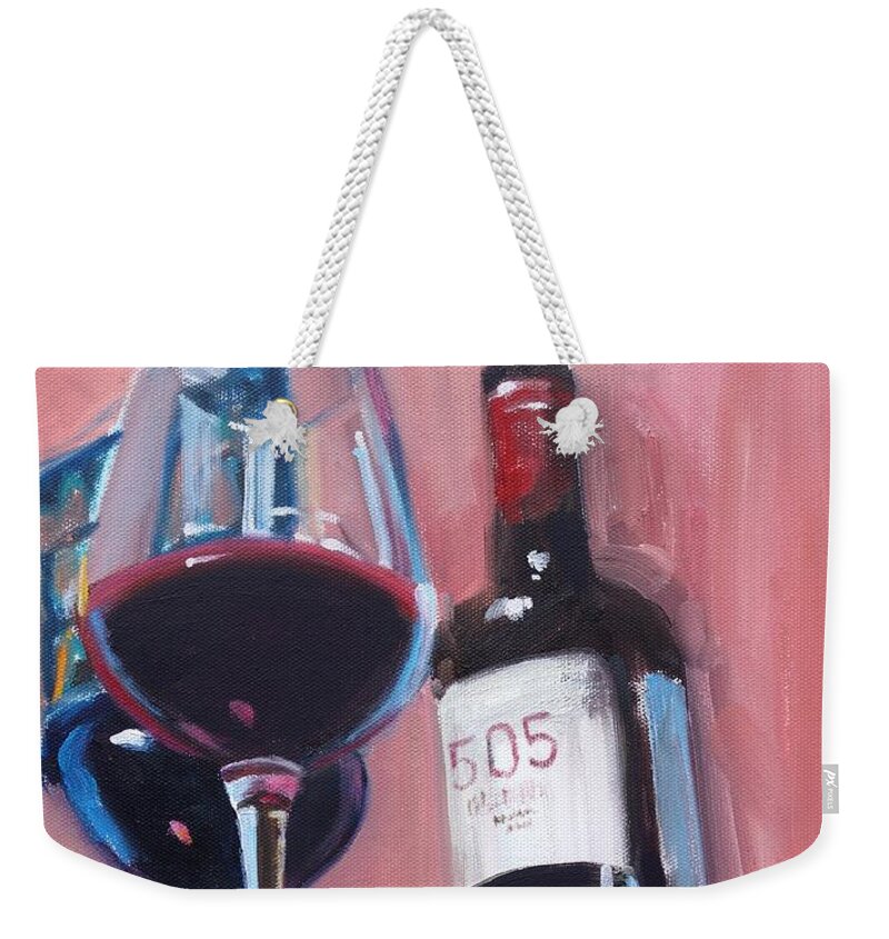 Wine Weekender Tote Bag featuring the painting Date Night at Nopales by Donna Tuten