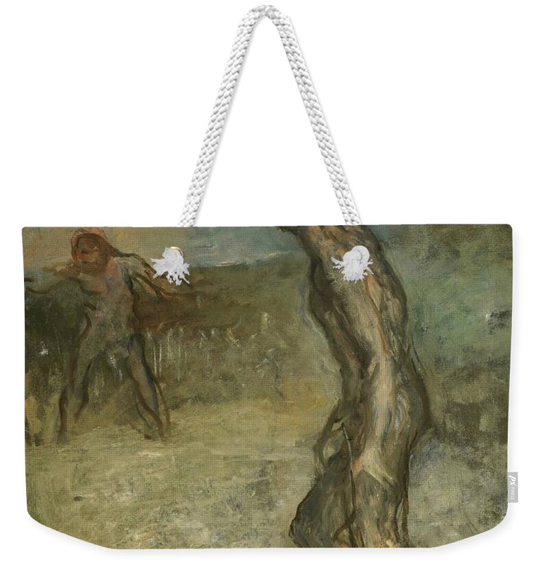 Edgar Degas Weekender Tote Bag featuring the painting David and Goliath by Edgar Degas