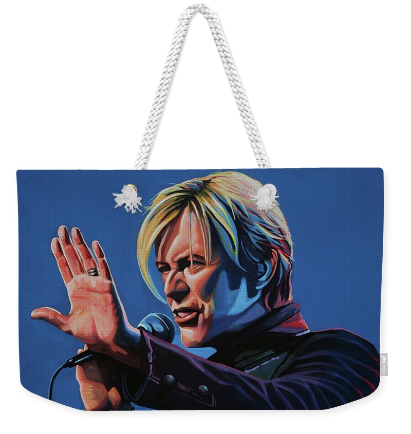 David Bowie Weekender Tote Bag featuring the painting David Bowie Live Painting by Paul Meijering