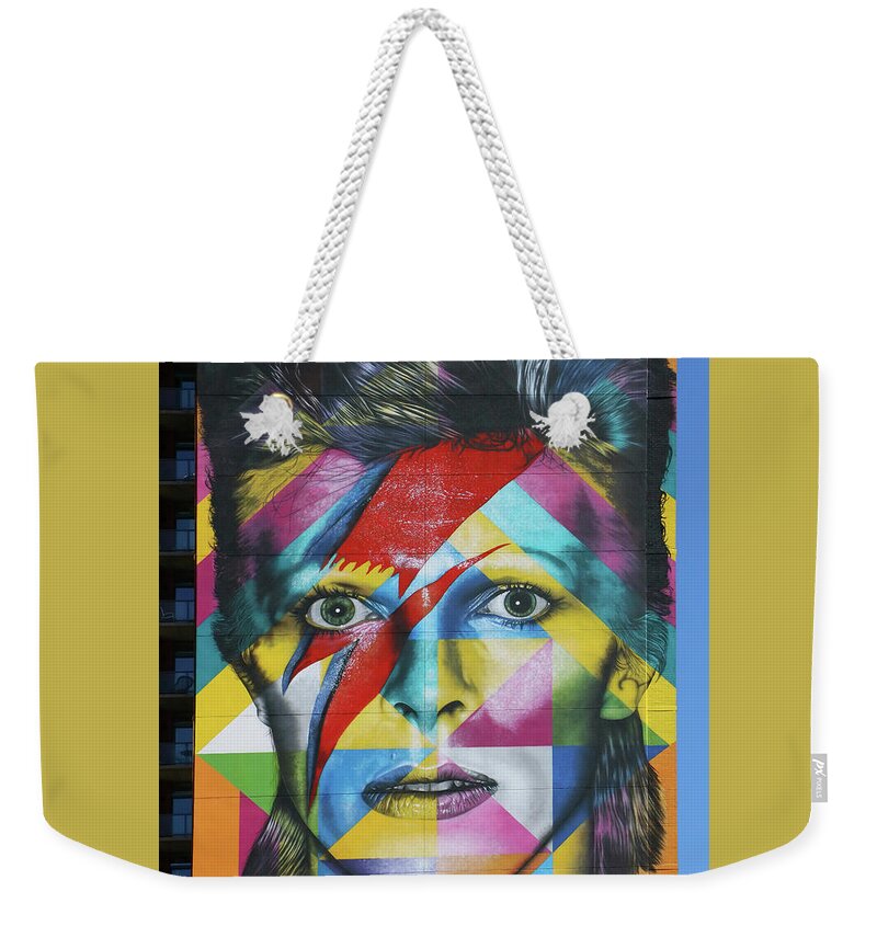 David Weekender Tote Bag featuring the photograph David Bowie Mural # 3 by Allen Beatty