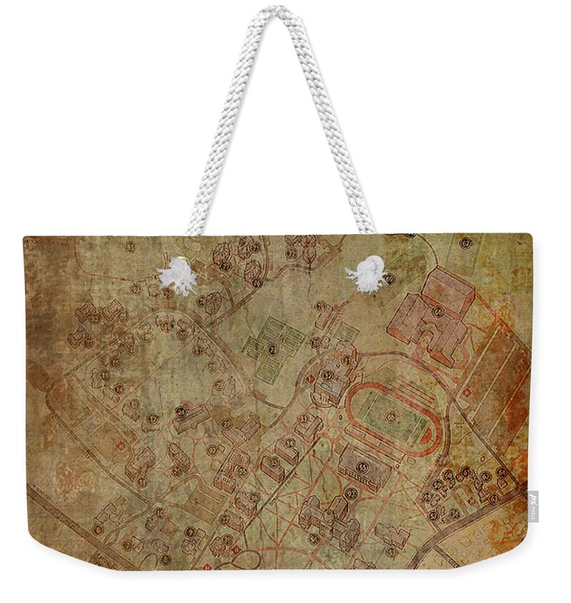 Wright Weekender Tote Bag featuring the digital art Davidson College Map by Paulette B Wright