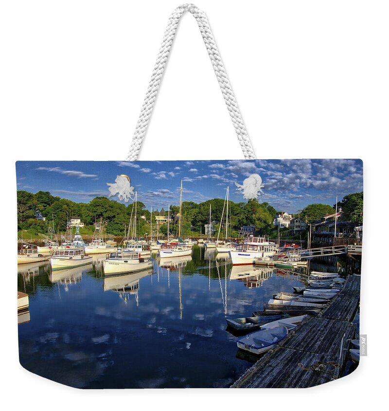 Boat Weekender Tote Bag featuring the photograph Dawn at Perkins Cove - Maine by Steven Ralser
