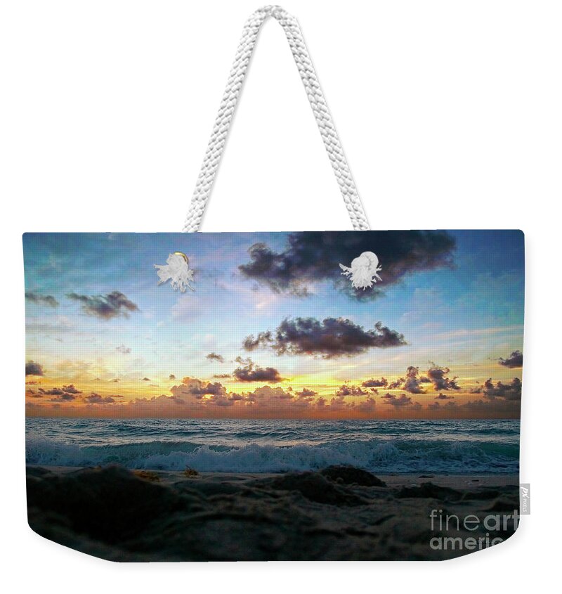 141a Weekender Tote Bag featuring the photograph Dawn of a New Day Seascape Sunrise 141A by Ricardos Creations