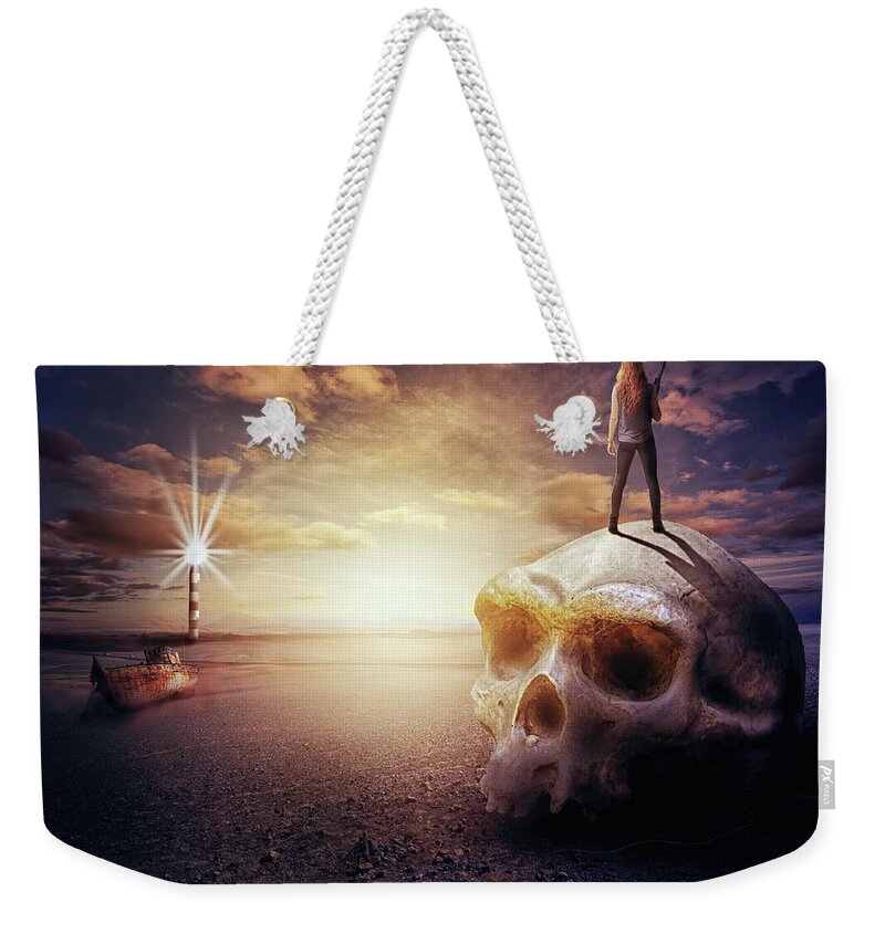 Head Weekender Tote Bag featuring the digital art Dawn of the new world by Nathan Wright