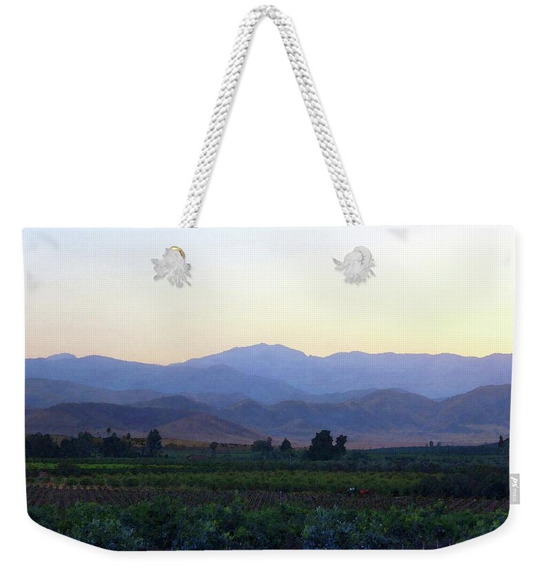 Sierra Nevada Mountains Weekender Tote Bag featuring the photograph Dawn View of the Sierras by Timothy Bulone