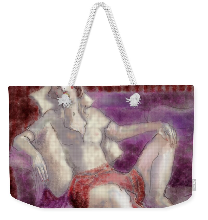 Figure Weekender Tote Bag featuring the painting Day Dreaming in Lavender by Thomas Tribby
