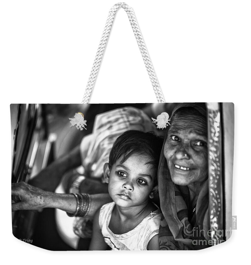 Sad Weekender Tote Bag featuring the photograph Daydreaming Little Princess by Rene Triay FineArt Photos