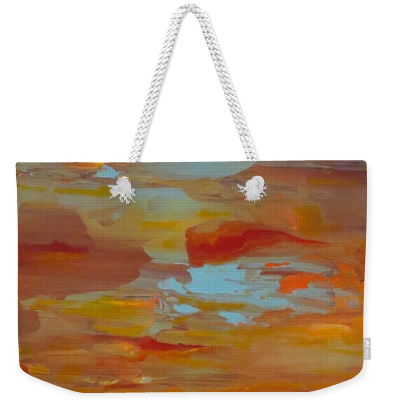 Abstract Weekender Tote Bag featuring the painting Days End by Soraya Silvestri