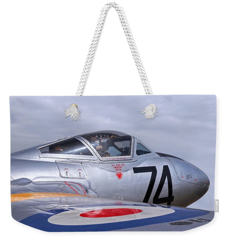 Aviation Weekender Tote Bag featuring the photograph de Havilland Vampire by Gill Billington
