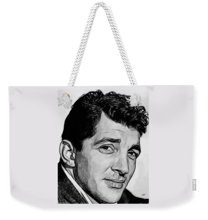 Celebrity Weekender Tote Bag featuring the drawing Dean Martin 03 by Dean Wittle