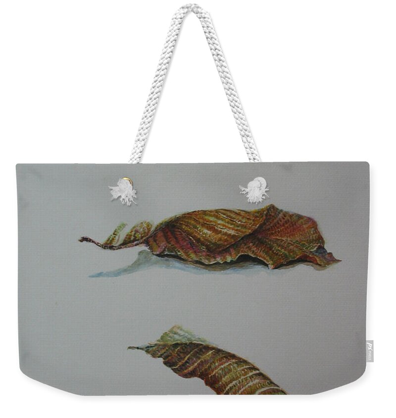 Leaf Weekender Tote Bag featuring the painting Death Leaf Walking by Sukalya Chearanantana
