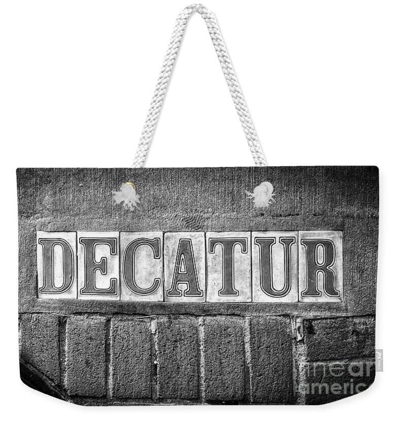 Manhole Weekender Tote Bag featuring the photograph Decatur Street NOLA- BW by Kathleen K Parker