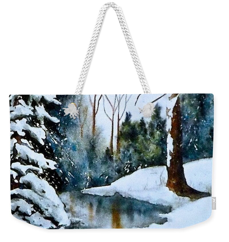 Watercolor Weekender Tote Bag featuring the painting December Beauty by Carolyn Rosenberger