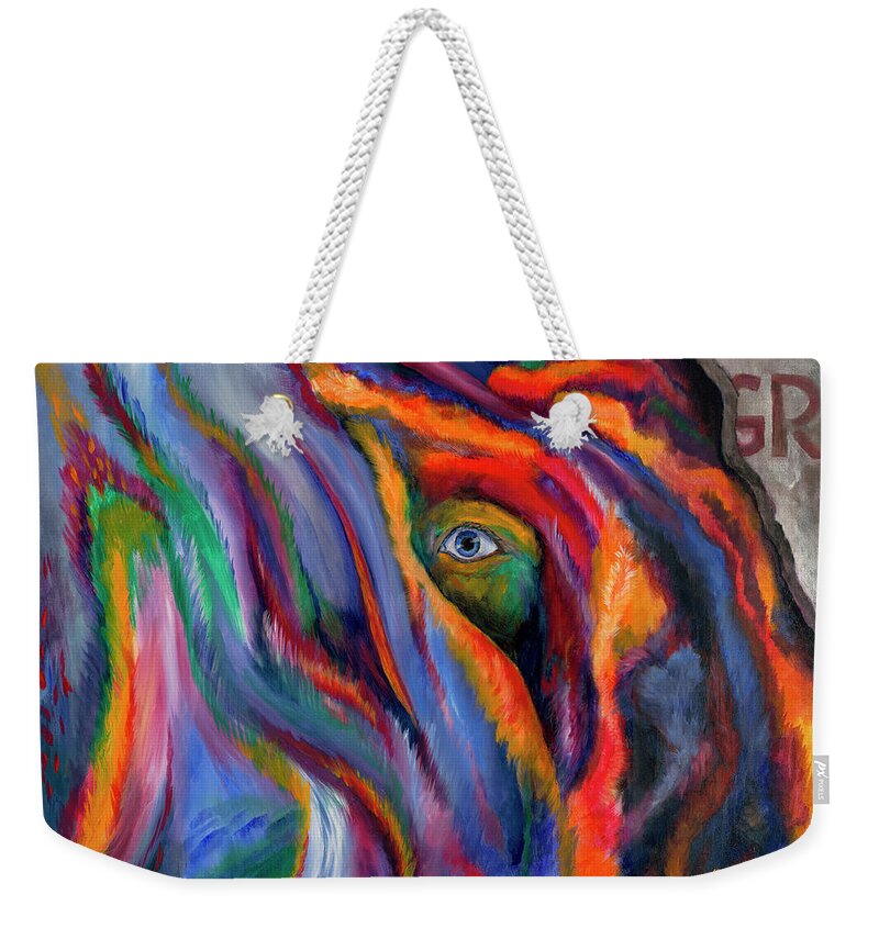Abstract Art Weekender Tote Bag featuring the painting Deception by Joe Baltich