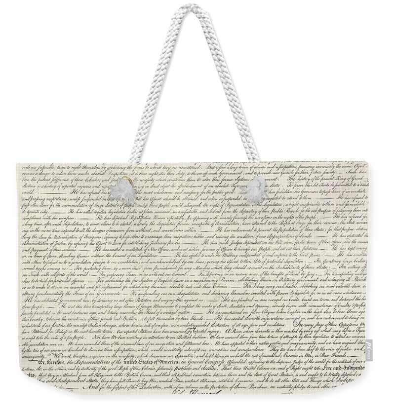Declaration Weekender Tote Bag featuring the photograph Declaration of Independence - Stone Engraving by Pablo Lopez
