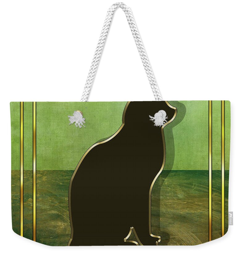Cat Weekender Tote Bag featuring the digital art Deco Cat 1 by Chuck Staley