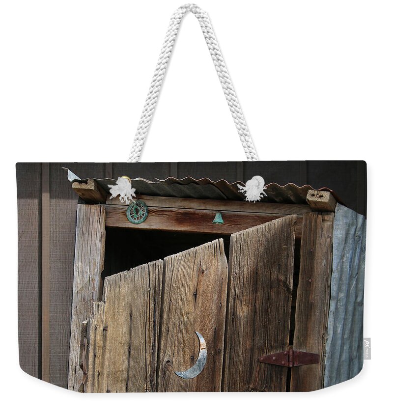 Outhouse Weekender Tote Bag featuring the photograph Decorated Outhouse by Art Block Collections