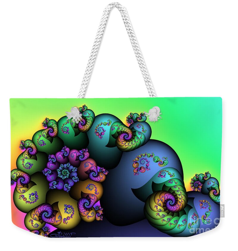 Fractal Weekender Tote Bag featuring the digital art Decorated Snail by Jutta Maria Pusl
