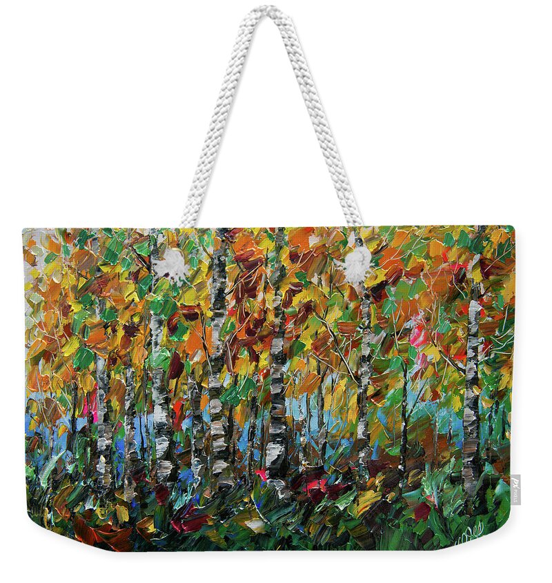  Weekender Tote Bag featuring the painting Deep in the Woods by O Lena
