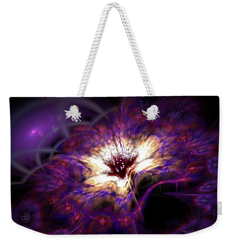 Deep Weekender Tote Bag featuring the digital art Deep Purple velvet Flower by Lilia S
