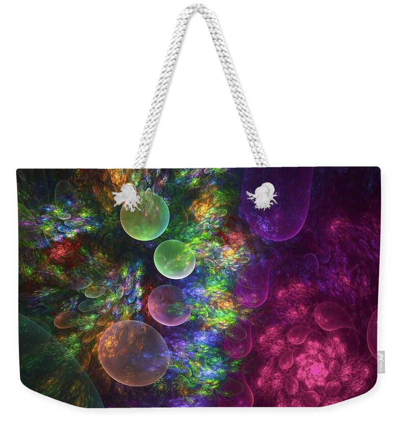 Fractal Weekender Tote Bag featuring the digital art Deep Sea Flora I by Amorina Ashton