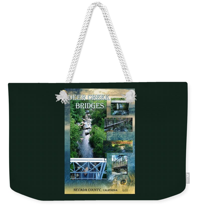 Deer Creek Bridges Weekender Tote Bag featuring the digital art Deer Creek Bridges by Lisa Redfern