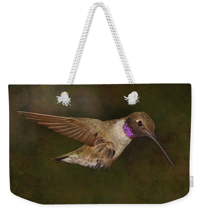 Black-chinned Hummingbird Weekender Tote Bag featuring the photograph Defending His Homestead by Theo O'Connor