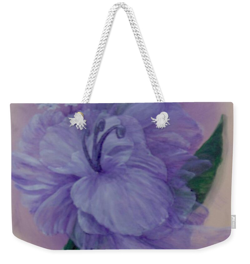 Flower Weekender Tote Bag featuring the painting Delicacy by Saundra Johnson