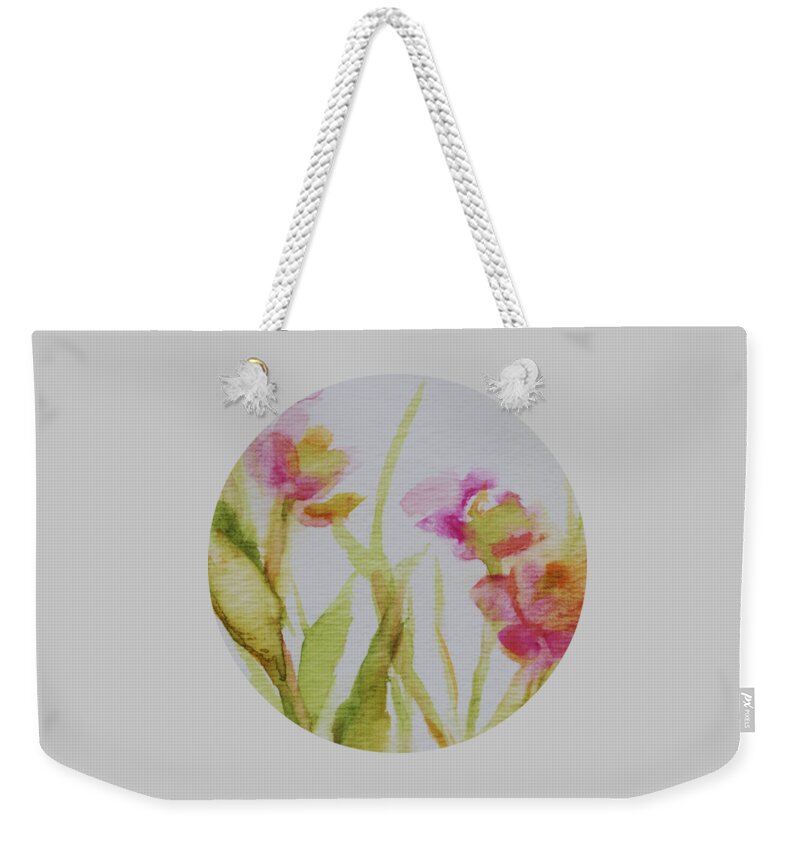 Floral Weekender Tote Bag featuring the painting Delicate Blossoms by Mary Wolf
