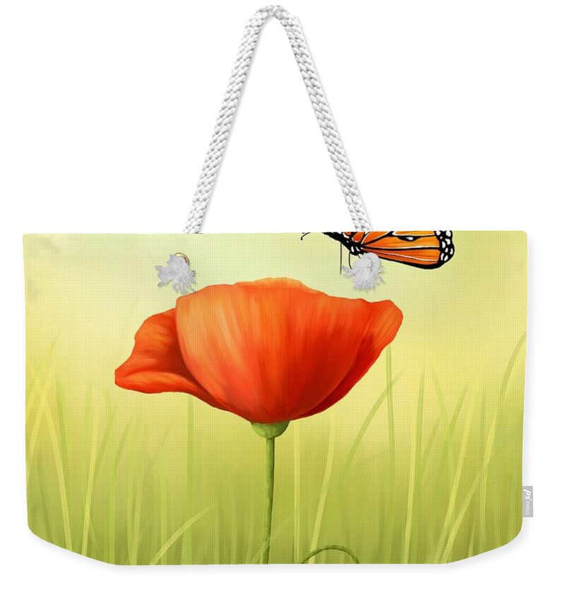 Poppy Weekender Tote Bag featuring the painting Delicate friendship by Veronica Minozzi