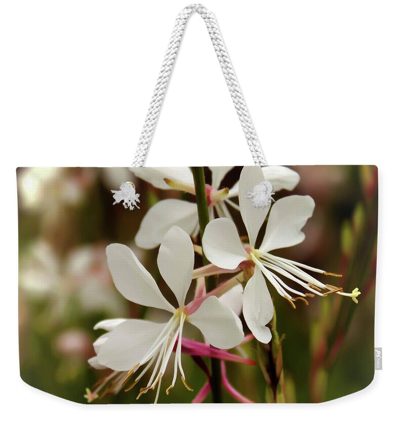 Nature Weekender Tote Bag featuring the photograph Delicate Gaura Flowers by Joann Copeland-Paul