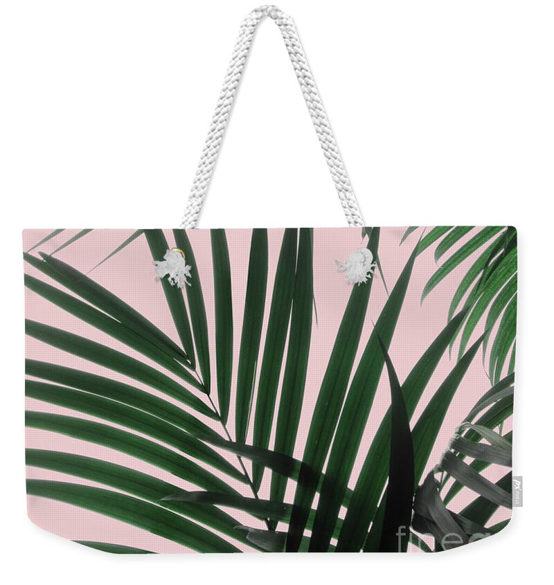 Delicate Weekender Tote Bag featuring the mixed media Delicate Jungle Theme by Emanuela Carratoni