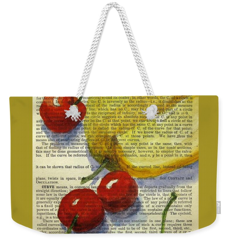 Cherries With Lemon Weekender Tote Bag featuring the painting Delighting the Senses by Maria Hunt