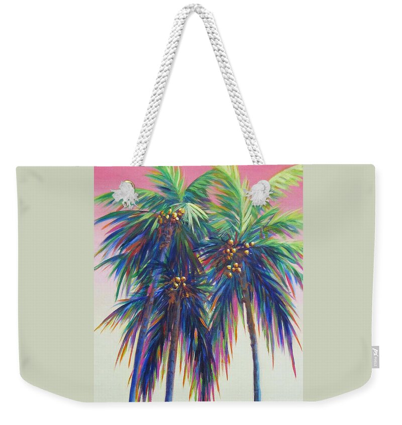 Palm Weekender Tote Bag featuring the painting Delray Yellows by Anne Marie Brown