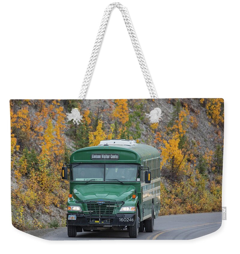 Sam Amato Photography Weekender Tote Bag featuring the photograph Denali Park Bus by Sam Amato