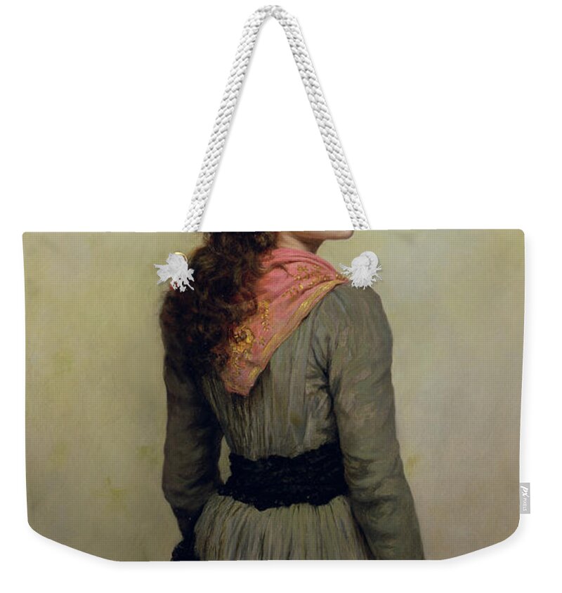 Hat Weekender Tote Bag featuring the painting Denise by Herbert Schmalz