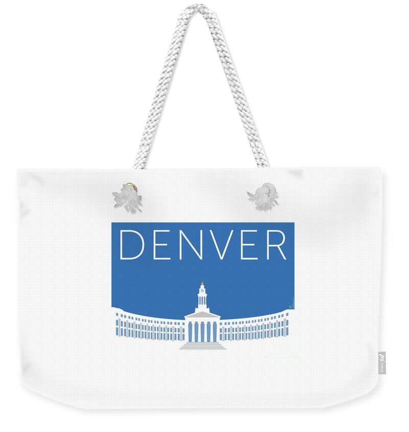 Denver Weekender Tote Bag featuring the digital art DENVER City and County Bldg/Blue by Sam Brennan