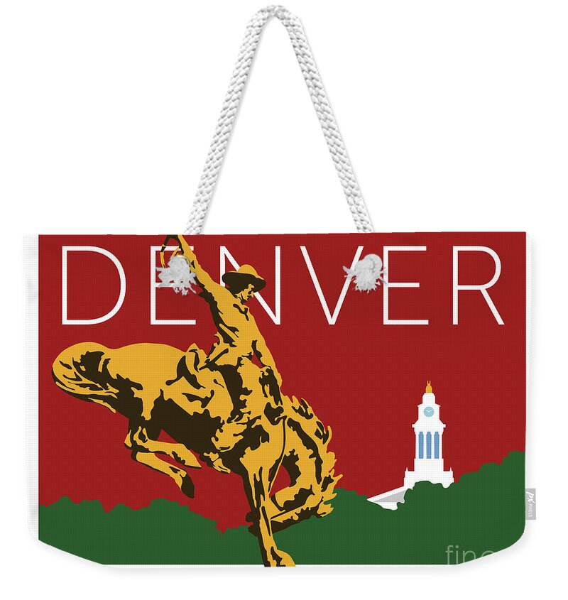 Denver Weekender Tote Bag featuring the digital art DENVER Cowboy/Maroon by Sam Brennan